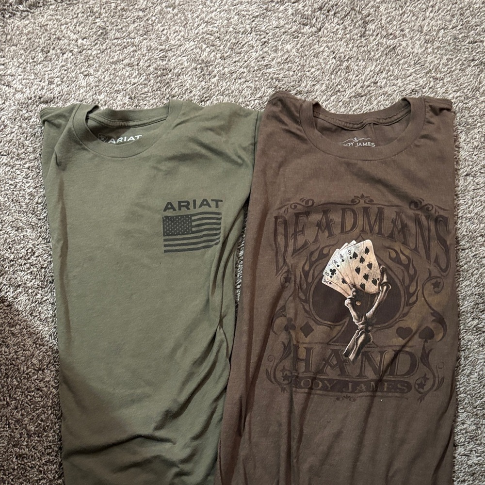 Ariat Olive Flag Tee and Brown Deadman's Hand Tee